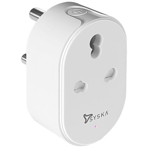 Syska Smart Wi-Fi Plug - Plastic, Controls Your Devices Using The Mobile App, 1 pc