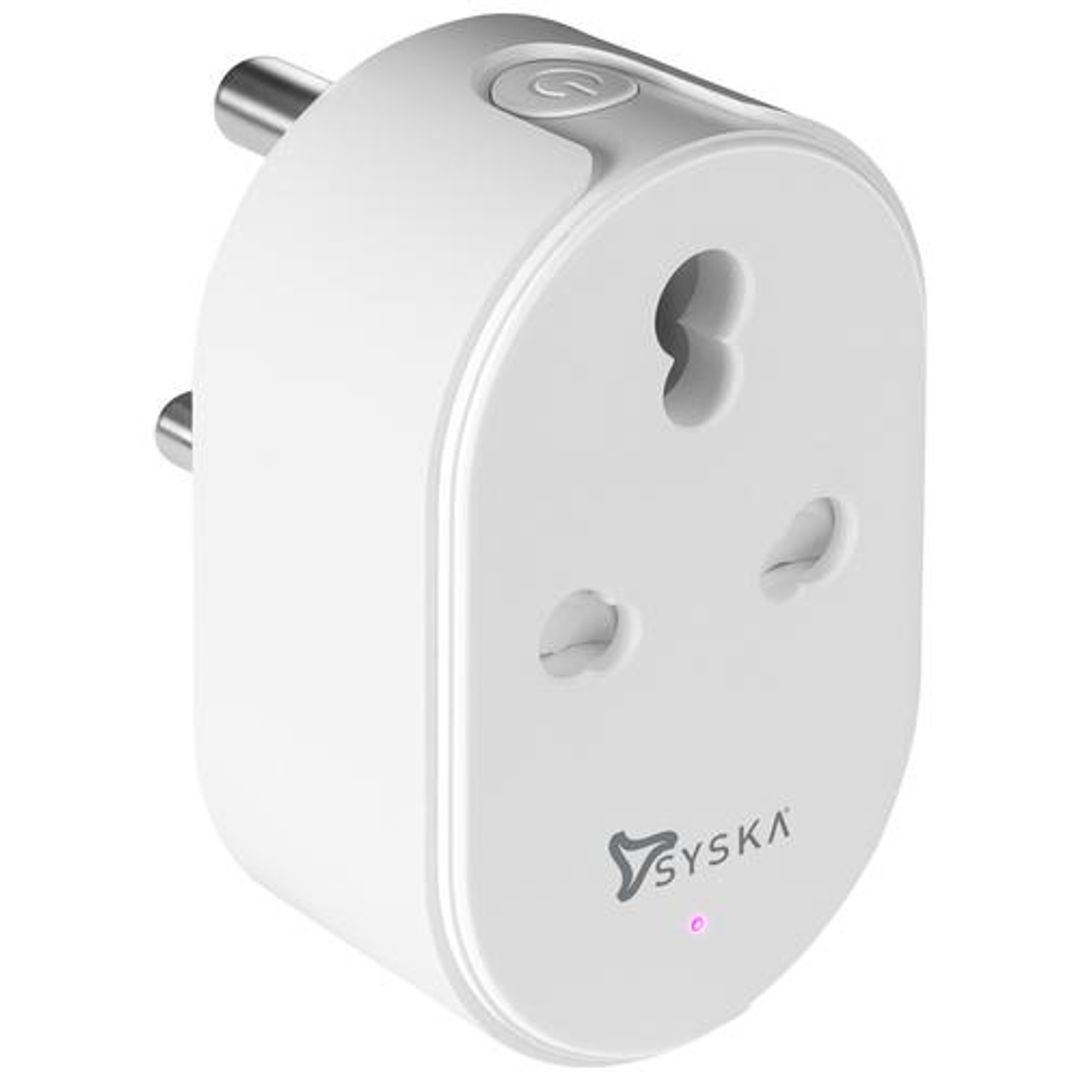 Syska Smart Wi-Fi Plug - Plastic, Controls Your Devices Using The Mobile App, 1 pc 