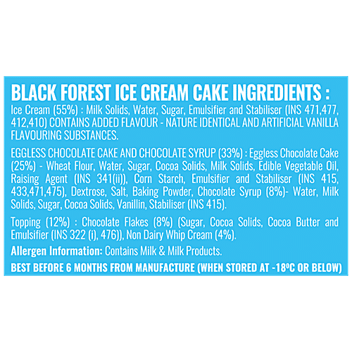 Dairy day Ice Cream Cake - Black Forest, Yummy, Eggless, Vegetarian, 500 ml  