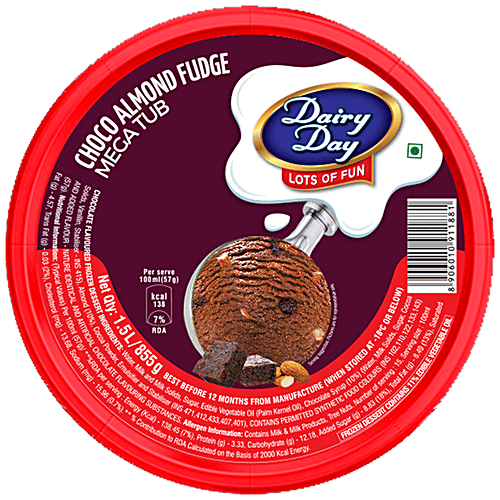 Dairy day Choco Almond Fudge Frozen Dessert, 1.5 L Tub 