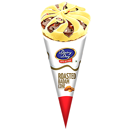 Buy Dairy day Roasted Badam Cone Ice Cream Rich & Creamy Online at