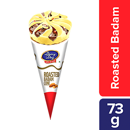 Buy Dairy day Roasted Badam Cone Ice Cream Rich & Creamy Online at