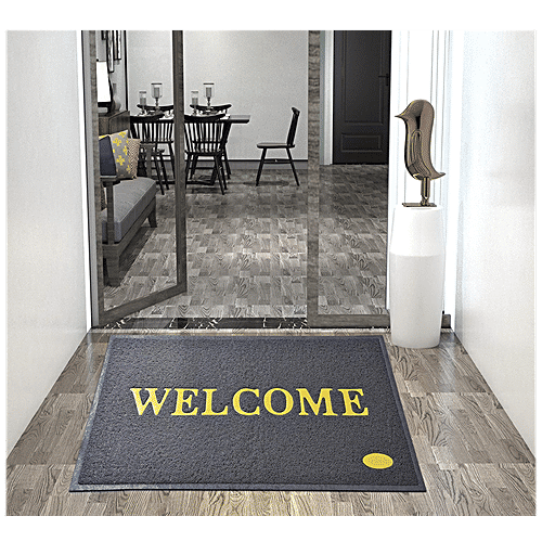 JBG Home Store Door Mat - Grey, Welcome, For Home Entrance, Living & Kids Room, 60 x 40 cm, 1 pc  