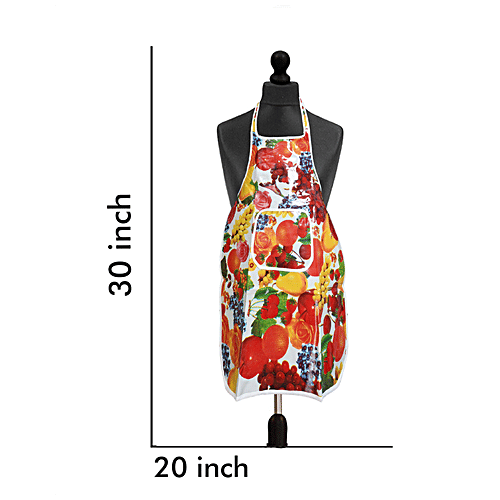 JBG Home Store Kitchen Apron - Multicolour, Fruit Print, With Front Pocket, Rexine, Waterproof, 1 pc  