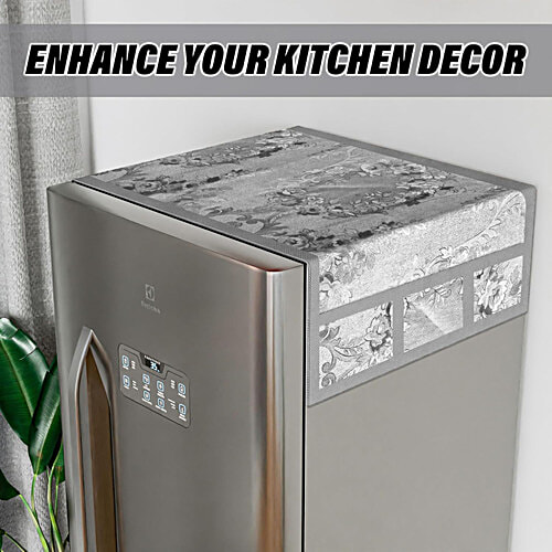 JBG Home Store Fridge Top Cover - With 6 Pockets, Silver, 1 pc  Waterproof