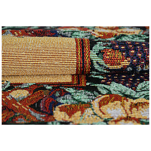 JBG Home Store Dinning Combo - Stylish Designer Jacquard Table Mats, 33 x46 cm, & Table Runner, 33 x 137 cm, Multicolour, Vegetable Design, 7 pcs