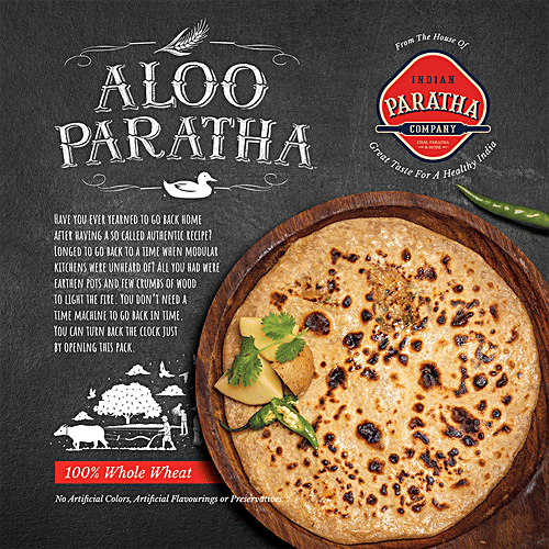 INDIAN PARATHA COMPANY Aloo Paratha - Whole Wheat, Heat To Serve, No Preservatives, 400 g  