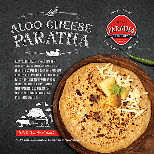 INDIAN PARATHA COMPANY Aloo Cheese Paratha - Whole Wheat, Heat To Serve, No Preservatives, 400 g  