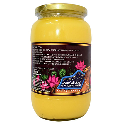 Jivika Naturals Gir Cow Ghee - Made From A2 Milk, Prepared In Bilona Method, Rich Aroma & Taste, 1 L  