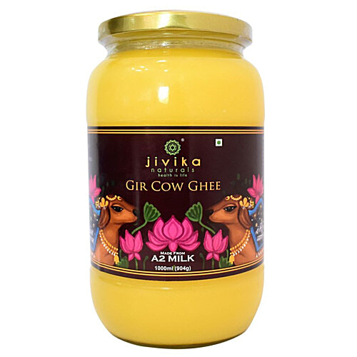 Jivika Naturals Gir Cow Ghee - Made From A2 Milk, Prepared In Bilona Method, Rich Aroma & Taste, 1 L  