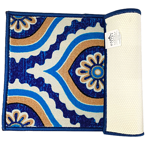 Athom Living Anti Slip Printed Door/Floor Mat - Ikat Blue, Premium, Strong & Durable, 1 pc  