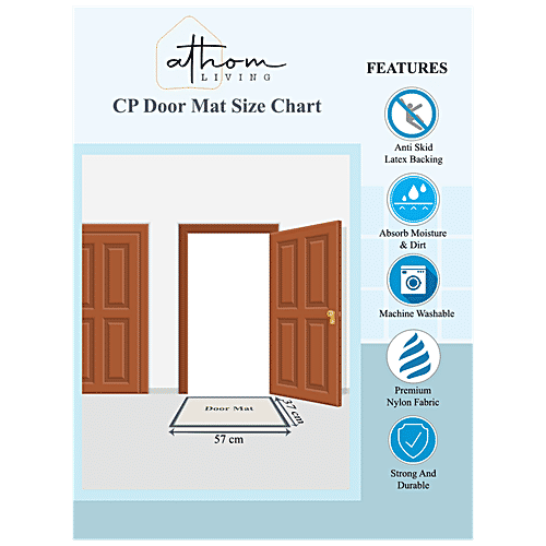 Athom Living Anti Slip Printed Door/Floor Mat - Ikat Blue, Premium, Strong & Durable, 1 pc  