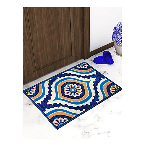 Athom Living Anti Slip Printed Door/Floor Mat - Ikat Blue, Premium, Strong & Durable, 1 pc  