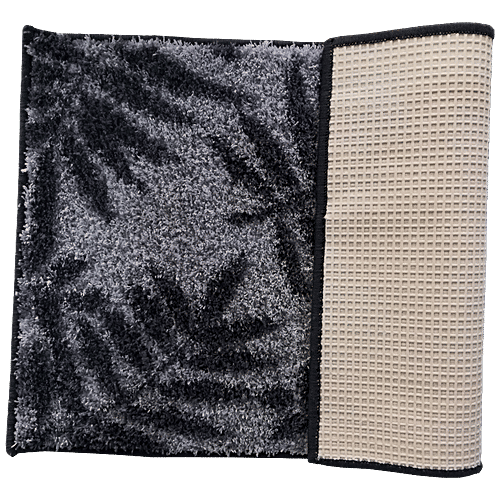 Athom Living Anti Slip Bath/Door/Floor Mat - Micro Designer Grey Leaf, Soft, Strong & Durable, 1 pc  