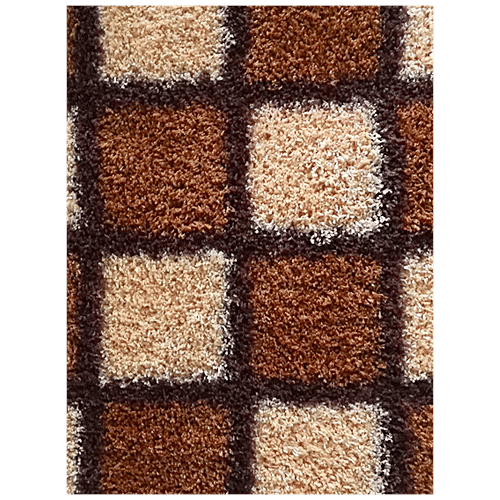 Athom Living Anti Slip Bath/Door/Floor Mat - Micro Designer Brown Blocks, Soft, Strong & Durable, 1 pc  