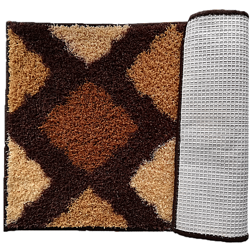 Athom Living Anti Slip Bath/Door/Floor Mat - Micro Designer Brown & Beige, Soft, Strong, Durable, 1 pc