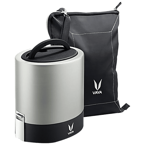 VAYA Stainless Steel Lunch/Tiffin Box - 3 Containers, With Bag Mat, Silver, 1 pc  