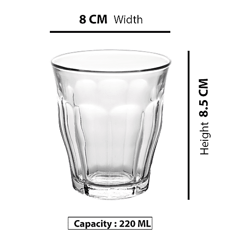 Duralex Picardie Clear Tumbler - Dishwasher, Microwave Safe, 1026AC/4, 220 ml (Set of 4)