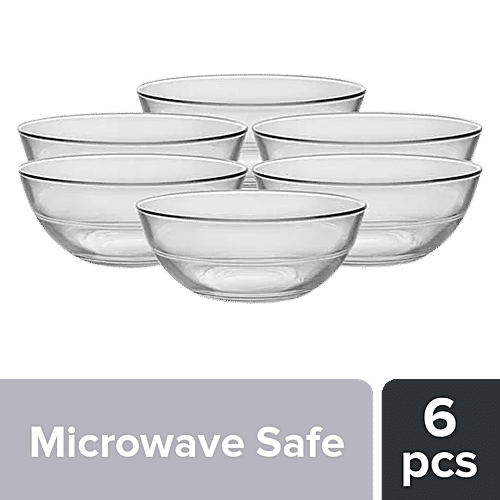 Duralex Lys Clear Stackable Bowl - Microwave & Dishwasher Safe, Lightweight, 2022AF/6, 125 ml (Set of 6) 