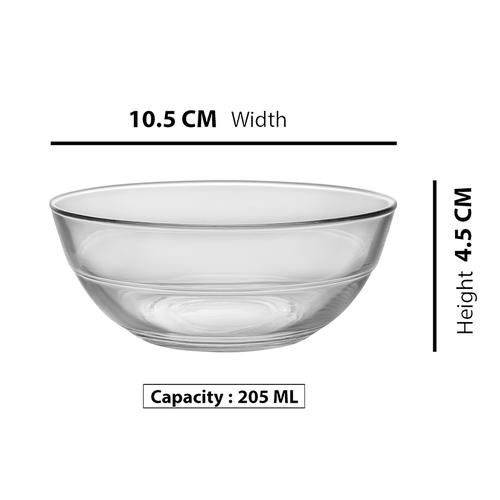 Duralex Lys Clear Stackable Bowl - Microwave & Dishwasher Safe, Lightweight, 2023AF/6, 205 ml (Set of 6) 
