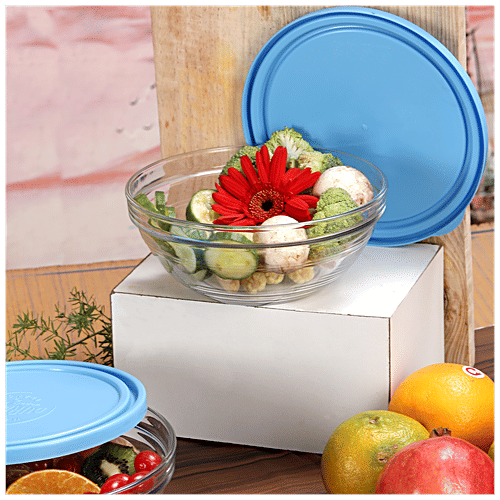 Buy Duralex Freshbox Round With Blue Lid, Dishwasher, Microwave Safe