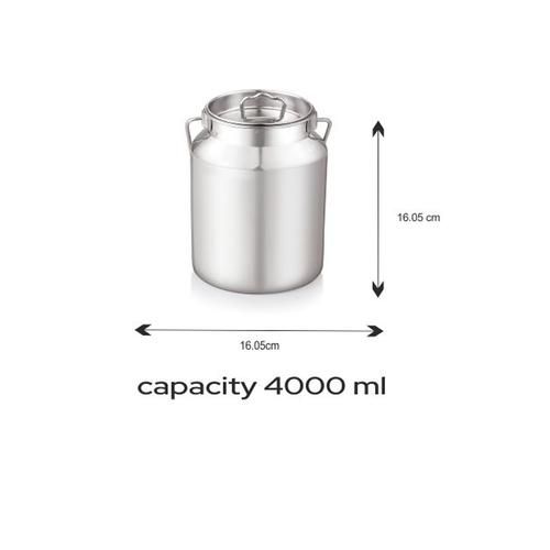 Silver Stainless Steel Milk Storage Can/ Container Capacity 5 Litre Standard