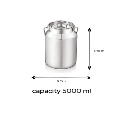 Neelam Stainless Steel Milk Can/Container/Akhand Barni - Easy To Clean & Durable, 5 L  