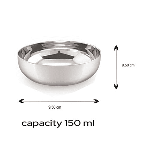 Neelam Stainless Steel J.K. Halwa/Pudding Plate/Bowl - Durable, Size No. 5, 18 g PRM, 150 ml  