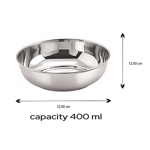 Neelam Stainless Steel Rasmalai Bowl/Vati/Katori - Durable, Size No.7, 22 g PRM, 400 ml