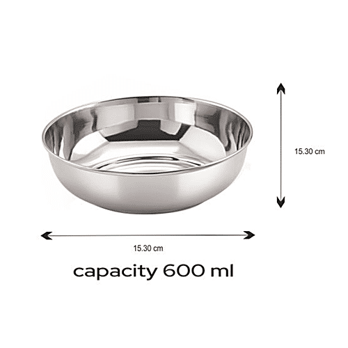 Neelam Stainless Steel Rasmalai Bowl/Vati/Katori - Durable, Size No.8, 22 g PRM, 600 ml
