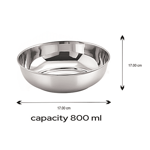 Neelam Stainless Steel Rasmalai Bowl/Vati/Katori - Durable, Size No.9, 22 g PRM, 800 ml  