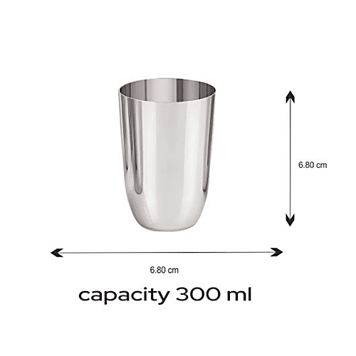 Neelam Stainless Steel New Juicy Water Glass/Tumbler - Strong & Sturdy, Size No. 7, 18 g PRM, 300 ml