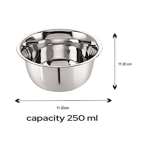 Neelam Stainless Steel Flower Vati/Bowl/Katori - Strong & Sturdy, Size No. 6, 18 g PRM, 250 ml  