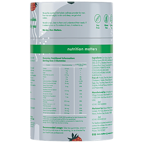 Man Matters Multivitamin Gummies - Vitamin D, B12, C, Energy Boosting & Supports Immunity, For Men, 60 pcs