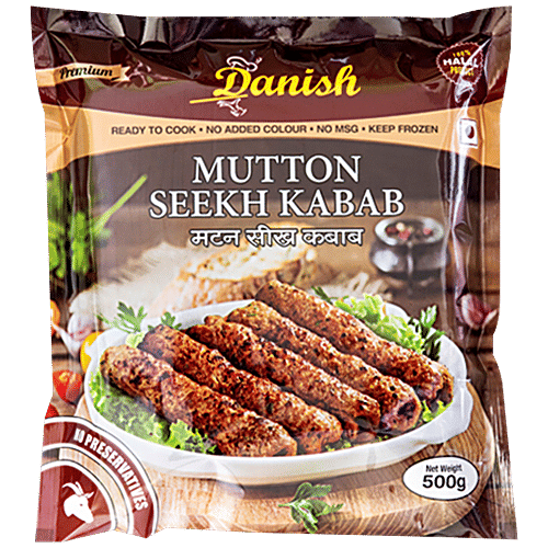 Danish Mutton Seekh Kabab - Halal Product, No Added Colours, Ready To Cook, 500 g