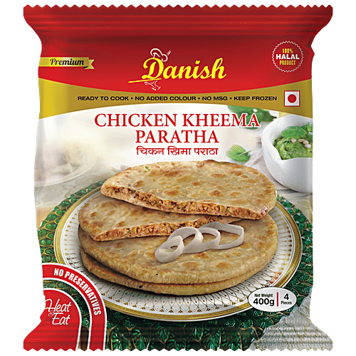 Danish Chicken Kheema Paratha - Halal Product, No Added Colours, Ready To Cook, 400 g (4 pcs)