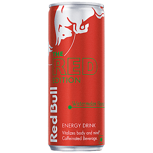 Red Bull Energy Drink - Red Edition, Caffeinated Beverage, For Body & Mind, Watermelon, 250 ml Can 