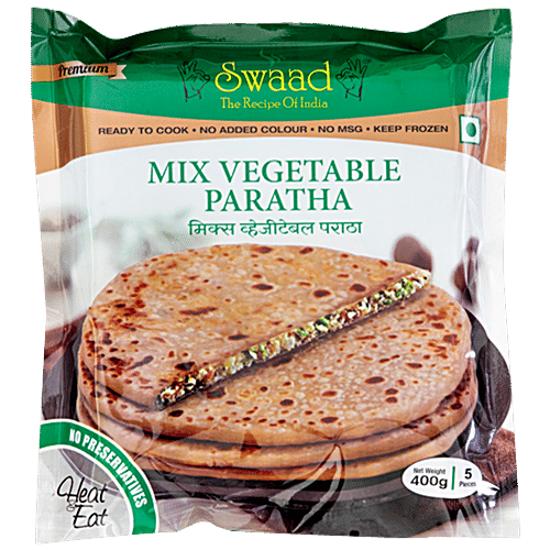 SWAAD Mix Vegetable Paratha - No Added Colours, Ready To Cook, 400 g (5 pcs) 