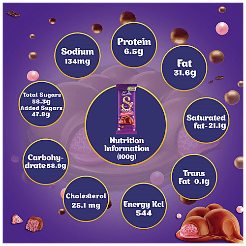 Cadbury Dairy Milk Silk Dairy Milk Silk - Bubbly, Bubblegum, Chocolate Bar With Flavoured Centre, 120 g  