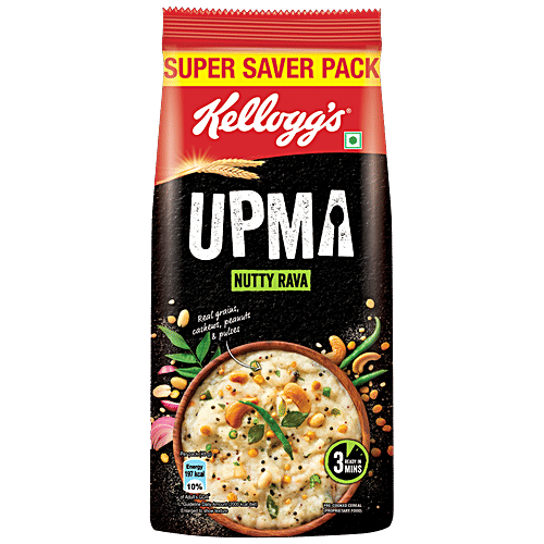 Kellogg's Upma - Nuttty Rava, Real Grains, Cashews, Peanuts & Pulses, Super Saver Pack, 260 g  