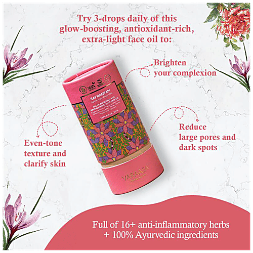 Varaasa Safranyam Saffron Light Facial Halo - Glow Boosting & Brightening Face Oil, 30 ml