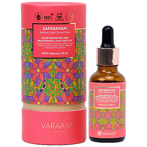 Varaasa Safranyam Saffron Light Facial Halo - Glow Boosting & Brightening Face Oil, 30 ml