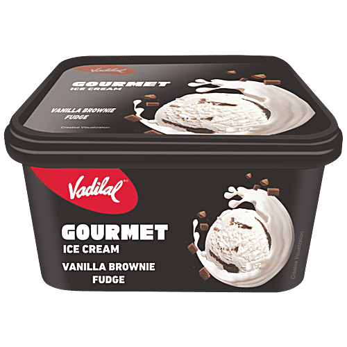 Vadilal Gourmet Ice Cream - Vanilla Brownie Fudge, Rich & Creamy Dessert, 1 L Tub 