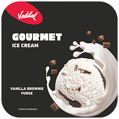 Vadilal Gourmet Ice Cream - Vanilla Brownie Fudge, Rich & Creamy Dessert, 1 L Tub 