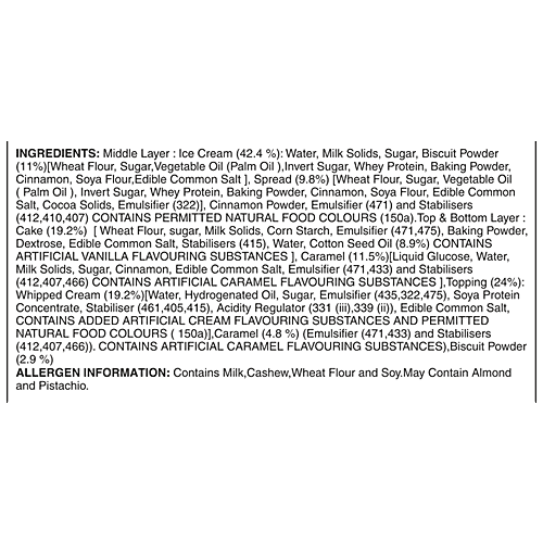 Buy VADILAL Ice Cream Cake Cookie Biscoff, 100 Eggless Dessert