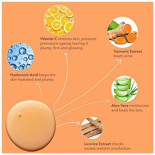 Be Soulfull Brightening Serum - With Vitamin C, Niacinamide & Licorice Root Extract, For Even Tone Skin, 30 ml  