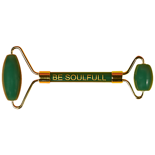 Be Soulfull Jade Face Massage Roller - With Natural Green Stone, Double Sided, Helps Reduce Wrinkles, 170 g