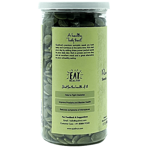 Qualinut Gourmet Raw Pumpkin Seeds - Rich Source Of Nutrients For Hair Growth, 125 g Jar