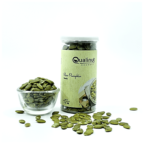 Qualinut Gourmet Raw Pumpkin Seeds - Rich Source Of Nutrients For Hair Growth, 125 g Jar