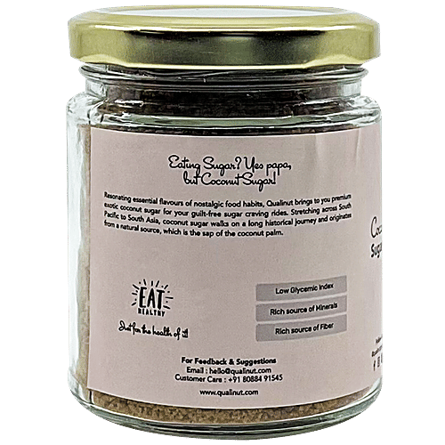 Qualinut Gourmet Coconut Sugar - Low Glycemic Index, Mineral Rich, 125 g Pouch